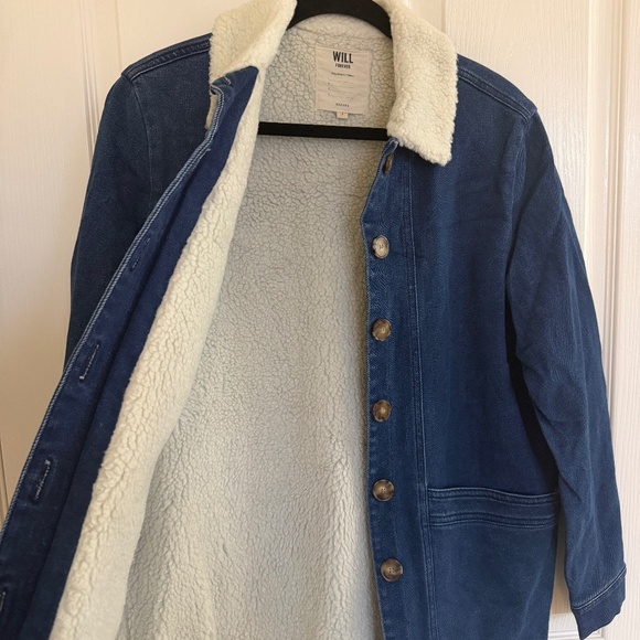 Sezane Will Jacket Indigo with Shearling Lining - Size S - Picture 6 of 7